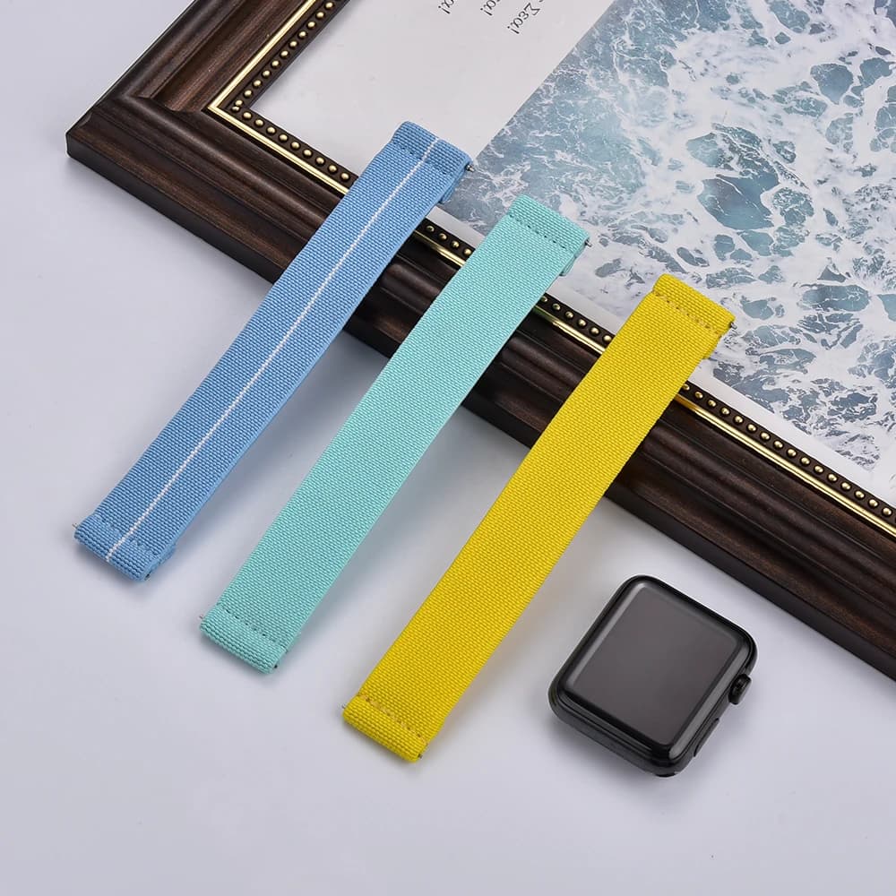 18/19/20/21/22mm Pale Blue Hook and Loop Watch Strap Breathable Nylon Easy Adjust Adhesive Band For Sports Watch Band