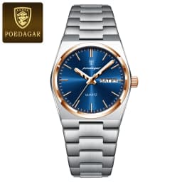 POEDAGAR Elegant Watches For Women Waterproof Luminous Date Week Ladies Watch Quartz Stainless Steel Woman's Fashion Wristwatch