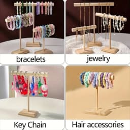 Solid Wood Jewelry Props Display Stand Bracelet Necklace Hair Band Jewelry Storage Display Rack With Wooden Base Supply