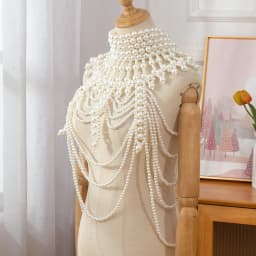HP Pearl Necklace Handmade Beaded Luxury Dress Accessories Retro Party Body Chain Choker Women Jewelry