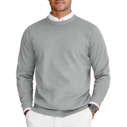 New Mens Crew Neck Sweaters Long Sleeve Lightweight Knit Dress Pullover Sweaters Solid Color Oversize Streetwear Man