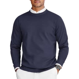 New Mens Crew Neck Sweaters Long Sleeve Lightweight Knit Dress Pullover Sweaters Solid Color Oversize Streetwear Man
