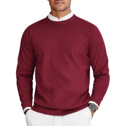 New Mens Crew Neck Sweaters Long Sleeve Lightweight Knit Dress Pullover Sweaters Solid Color Oversize Streetwear Man