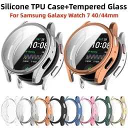 Silicone Case Glass For Samsung Galaxy Watch 7/6 40MM 44MM All-Around Screen Protector Soft TPU Protective Cover Watch7 44 Cases