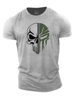 Men's Digital Printed Skull Printed T-Shirt Fitness Top Short Sleeve T-Shirt Quick Drying Breathable