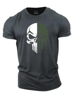 Men's Digital Printed Skull Printed T-Shirt Fitness Top Short Sleeve T-Shirt Quick Drying Breathable