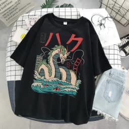Hayao Miyazaki Anime Series Totoro Printed Men's and Women's Casual Loose Round Neck Short Sleeves Harajuku Anime Tshirt