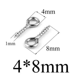 Aiovlo 100pcs/lot Stainless Steel Screw Eye Pins for Pendant Iron Screw Eye Hooks Clasps Fit Drilled Beads Diy Jewelry Making