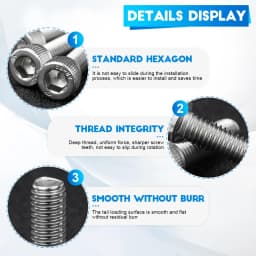 NINDEJIN Hexagon Hex Socket Cap Head Screw M1.6 M2 M2.5 M3 M4 M5 M6 M8 M10 Stainless Steel Allen Bolt DIN912 Hex Screw with Key