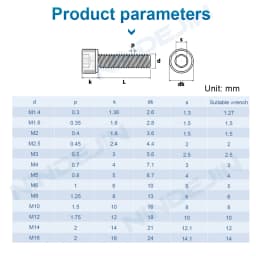 NINDEJIN Hexagon Hex Socket Cap Head Screw M1.6 M2 M2.5 M3 M4 M5 M6 M8 M10 Stainless Steel Allen Bolt DIN912 Hex Screw with Key