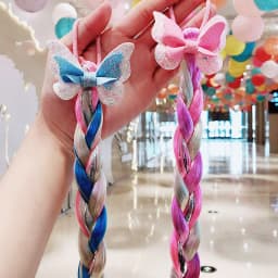 Girls Cute Cartoon Bow Butterfly Colorful Braid Headband Hair Decorate Ponytail Holder Hair Tie Rubber Bands Hair Accessories