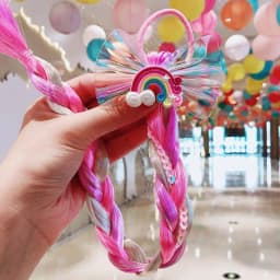 Girls Cute Cartoon Bow Butterfly Colorful Braid Headband Hair Decorate Ponytail Holder Hair Tie Rubber Bands Hair Accessories