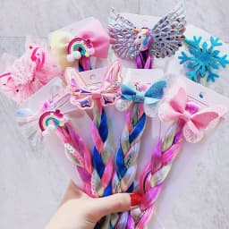 Girls Cute Cartoon Bow Butterfly Colorful Braid Headband Hair Decorate Ponytail Holder Hair Tie Rubber Bands Hair Accessories