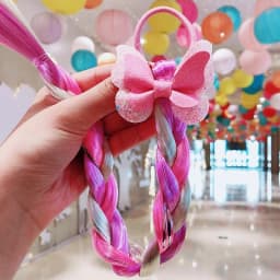 Girls Cute Cartoon Bow Butterfly Colorful Braid Headband Hair Decorate Ponytail Holder Hair Tie Rubber Bands Hair Accessories