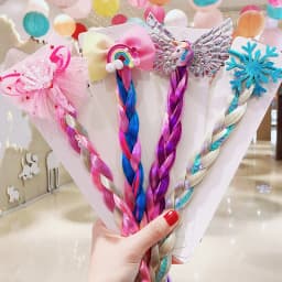 Girls Cute Cartoon Bow Butterfly Colorful Braid Headband Hair Decorate Ponytail Holder Hair Tie Rubber Bands Hair Accessories
