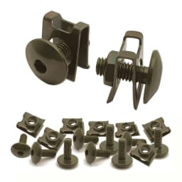 10 Set Motorcycle Scooter ATV Moped Plastic Cover Screw Bolt and U Type Clips with Nut M6 6mm M6X16 Army green