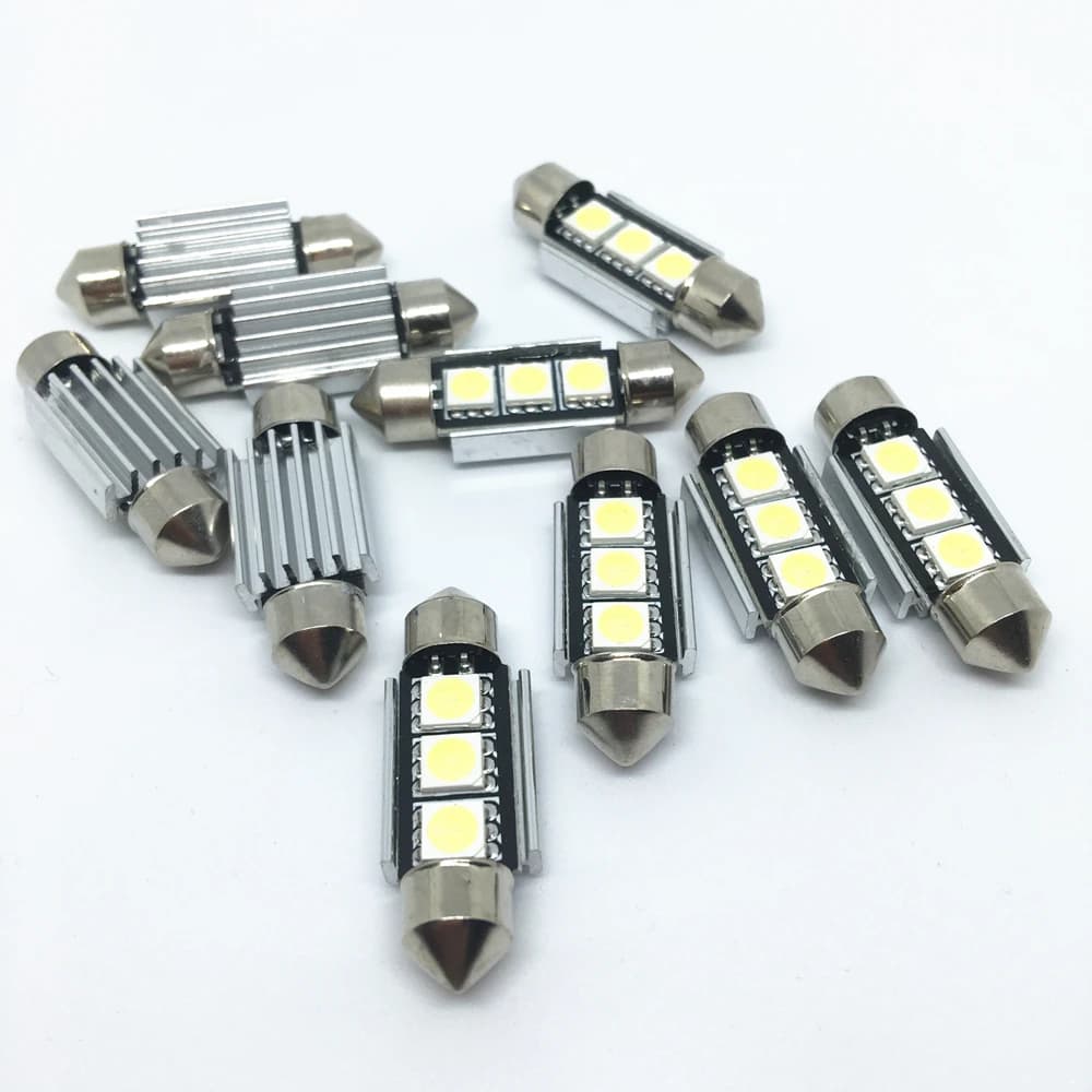 10pcs Dome ligh Festoon 36mm 39mm 41mm SMD 5050 LED White Car Light CANBUS Error Free C5W LED Lamp auto Bulb interior light 12V