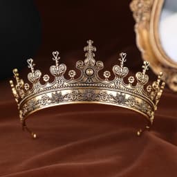 Unisex Golden Medieval Crown Renaissance Period Costume Accessory Prince Princess Birthday Masquerade Ball Halloween Headpiece