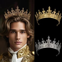 Unisex Golden Medieval Crown Renaissance Period Costume Accessory Prince Princess Birthday Masquerade Ball Halloween Headpiece