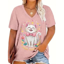 Women's T Shirt Cat Print Casual Short Sleeve 3d T-Shirts Fashion New Streetwear Crew Neck Pullover Female Oversized Clothing