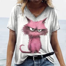 Women's T Shirt Cat Print Casual Short Sleeve 3d T-Shirts Fashion New Streetwear Crew Neck Pullover Female Oversized Clothing