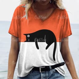 Women's T Shirt Cat Print Casual Short Sleeve 3d T-Shirts Fashion New Streetwear Crew Neck Pullover Female Oversized Clothing