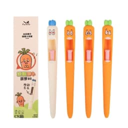 Cute Cartoon Kawaii  Pens Carrot Shaped Gel Pen Design Retractable Tongue Refill Black Ink Pens Office School Stationery Gift