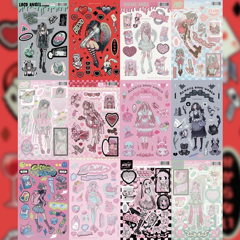 Korean DOMI Cartoon Sweet Cool Girl Character Stickers Hand Account Phone Case Diary Planner Notebook DIY Decorative Stickers