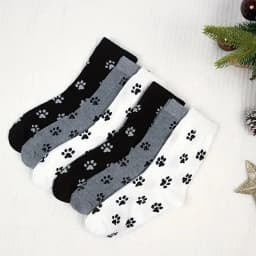 6/10 Pairs Dog Claw Printed Women's Round Neck Socks Cute Cartoon Pattern Comfortable Sweat Absorbing Breathable Casual Socks