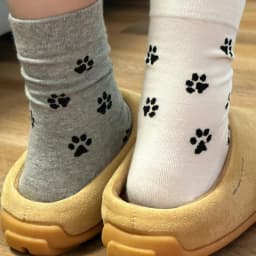 6/10 Pairs Dog Claw Printed Women's Round Neck Socks Cute Cartoon Pattern Comfortable Sweat Absorbing Breathable Casual Socks