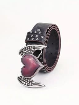 1Pcs Rose essential oil droplet heart-shaped leather belt, rivet decoration, Y2K punk gothic rock hip-hop style,spring,summer