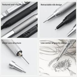 Metal Mechanical Pencil 0.3/0.5/0.7 mm Low Gravity Drawing Automatic HB Pencil Set with Leads Office School Writing Art Supplies