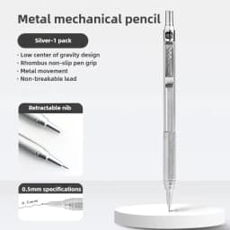 Metal Mechanical Pencil 0.3/0.5/0.7 mm Low Gravity Drawing Automatic HB Pencil Set with Leads Office School Writing Art Supplies