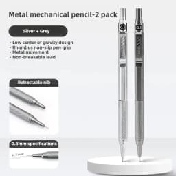 Metal Mechanical Pencil 0.3/0.5/0.7 mm Low Gravity Drawing Automatic HB Pencil Set with Leads Office School Writing Art Supplies