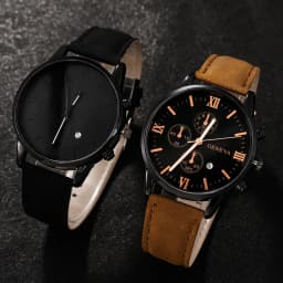 2pcs and 1pcs luxury men's leather strap quartz watch set is the perfect gift for school graduation ceremonies or any occasion