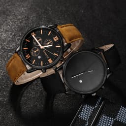 2pcs and 1pcs luxury men's leather strap quartz watch set is the perfect gift for school graduation ceremonies or any occasion