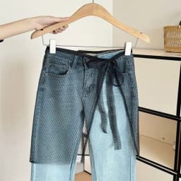 New Embroidered Flower Lace Mini Skirt See Through Y2K Streetwear Lace Up Ruffles Skirt Harajuku Butt Curtain Jeans Decoration