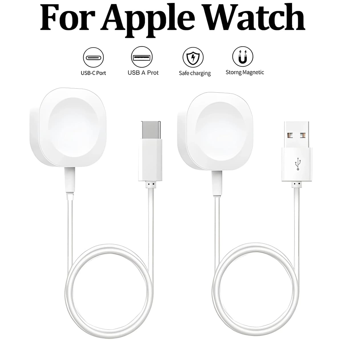2024 Magnetic Wireless USB A Fast Charger for Apple Watch Ultra Series 9 8 7 6 SE Type C Cable Charging for iWatch Series 5 3 2