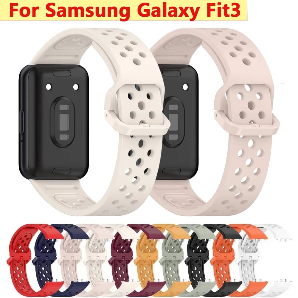 Soft Silicone Watch Compatible with Samsung Galaxy Fit3 Replacement Bracelet Breathable Watchband Smart Watch Sports Accessories