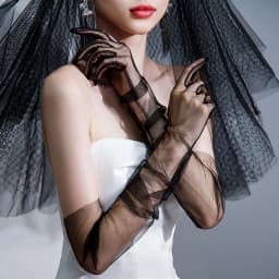 70cm Women Long Ultra Thin Gloves Tulle Elbow Wedding Party Bride Dress Mittens Sheer Transparent Vintage Black White Mesh Glove