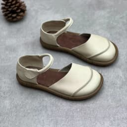 Soft Leather Women's Flat Shoes Retro Handmade Comfortable 2025 Summer Genuine Leather Fashion Black Casual Sandals Ladies