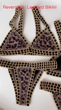 Reversible Leopard Handmade Crochet Bikinis Set Black Poolside Swimwear Blue Paisley Luxury Swimsuit maillot de bain femme