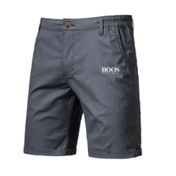 Embroidered Summer 100% Cotton Shorts for Men High Quality Knee Length Shorts Casual Business Social Elastic Waist Beach Shorts