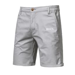 Embroidered Summer 100% Cotton Shorts for Men High Quality Knee Length Shorts Casual Business Social Elastic Waist Beach Shorts