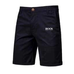Embroidered Summer 100% Cotton Shorts for Men High Quality Knee Length Shorts Casual Business Social Elastic Waist Beach Shorts