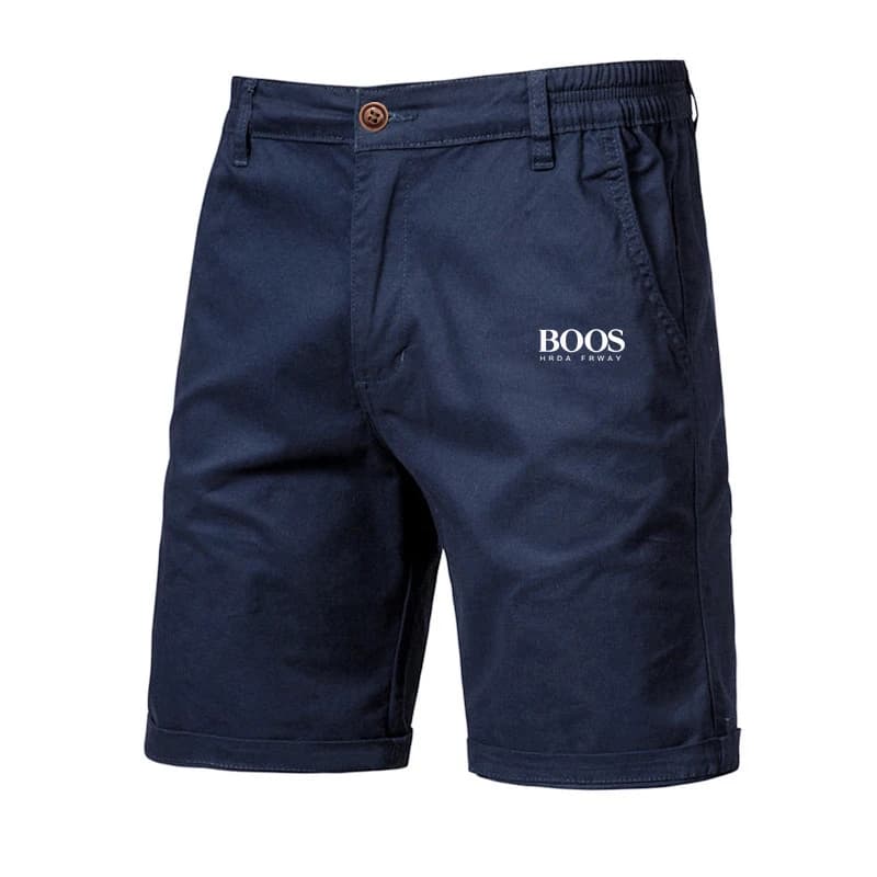 Embroidered Summer 100% Cotton Shorts for Men High Quality Knee Length Shorts Casual Business Social Elastic Waist Beach Shorts