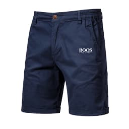 Embroidered Summer 100% Cotton Shorts for Men High Quality Knee Length Shorts Casual Business Social Elastic Waist Beach Shorts