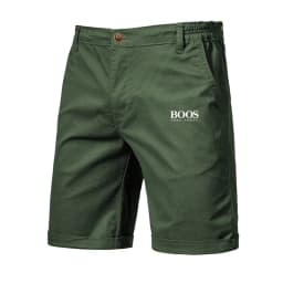 Embroidered Summer 100% Cotton Shorts for Men High Quality Knee Length Shorts Casual Business Social Elastic Waist Beach Shorts