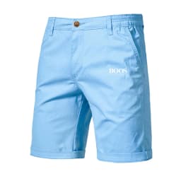 Embroidered Summer 100% Cotton Shorts for Men High Quality Knee Length Shorts Casual Business Social Elastic Waist Beach Shorts