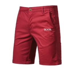 Embroidered Summer 100% Cotton Shorts for Men High Quality Knee Length Shorts Casual Business Social Elastic Waist Beach Shorts